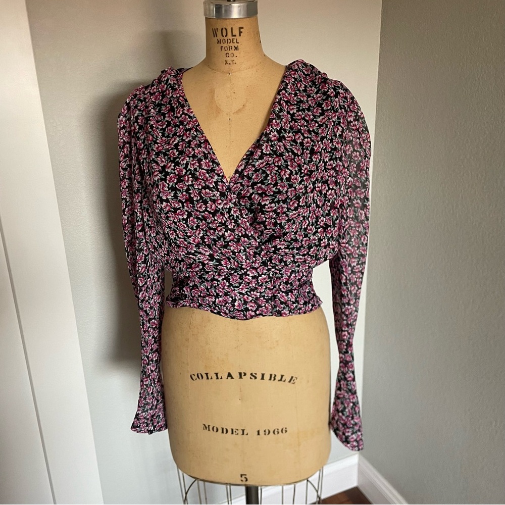 Lulus- sliver sparkle floral long sleeve